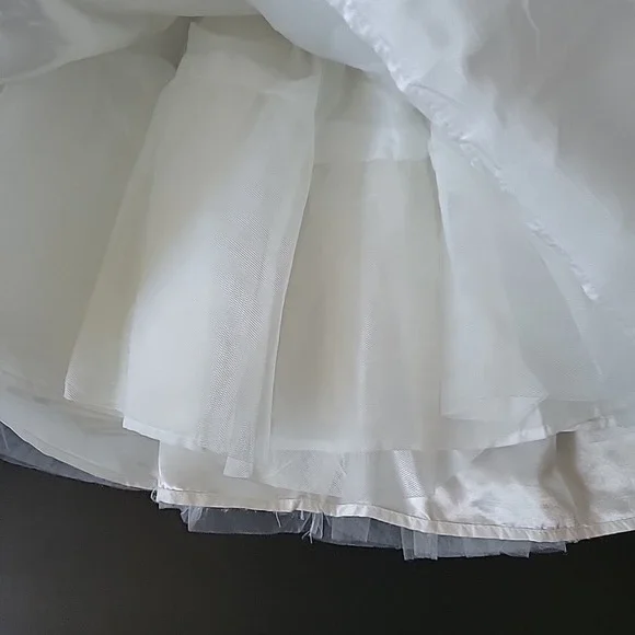 Tahari Girl Tea Length Flower Girl Dress 6X White Embroidered Lace Tulle Wedding - Picture 4 of 14